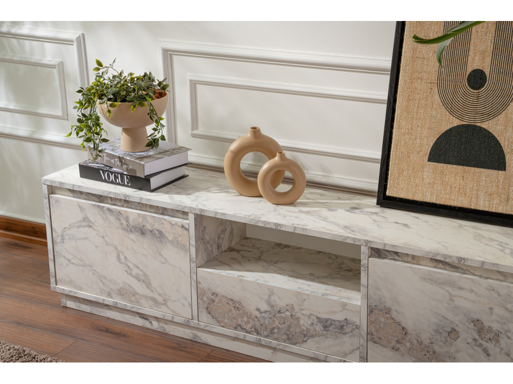 Porta TV in legno "Vanguard" 160 x 30 x 42 cm - marmo Fresia