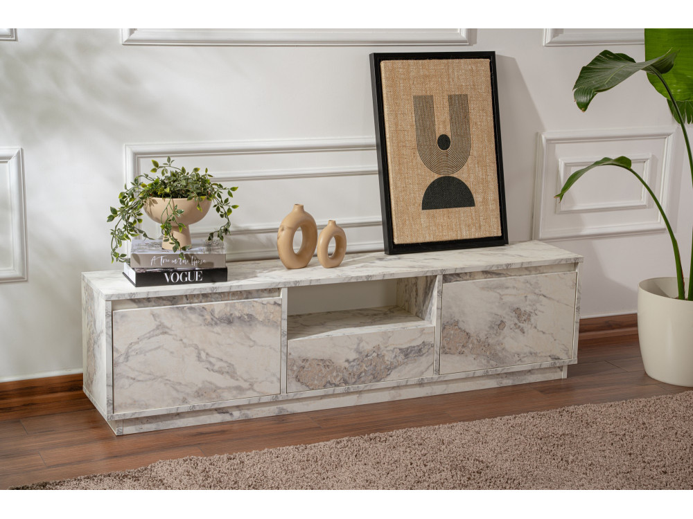 Porta TV in legno "Vanguard" 160 x 30 x 42 cm - marmo Fresia