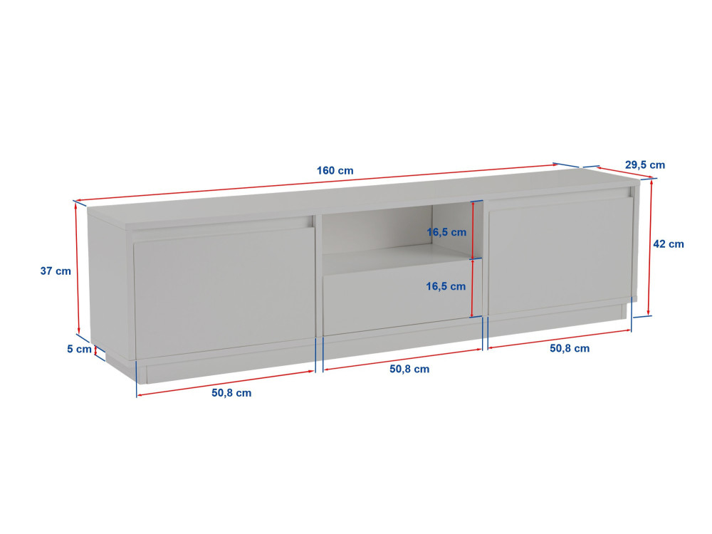 Porta TV in legno "Vanguard" 160 x 30 x 42 cm - marmo Fresia