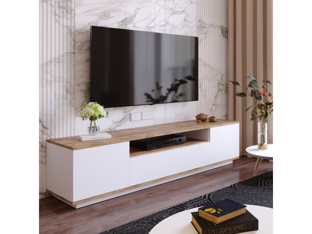 Mobile TV in legno "FR7" - 180 x 44 x 44 cm - Pino atlantico bianco