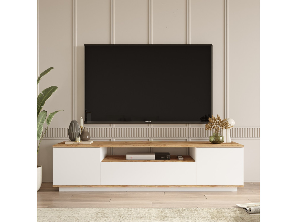 Mobile TV in legno "FR7" - 180 x 44 x 44 cm - Pino atlantico bianco
