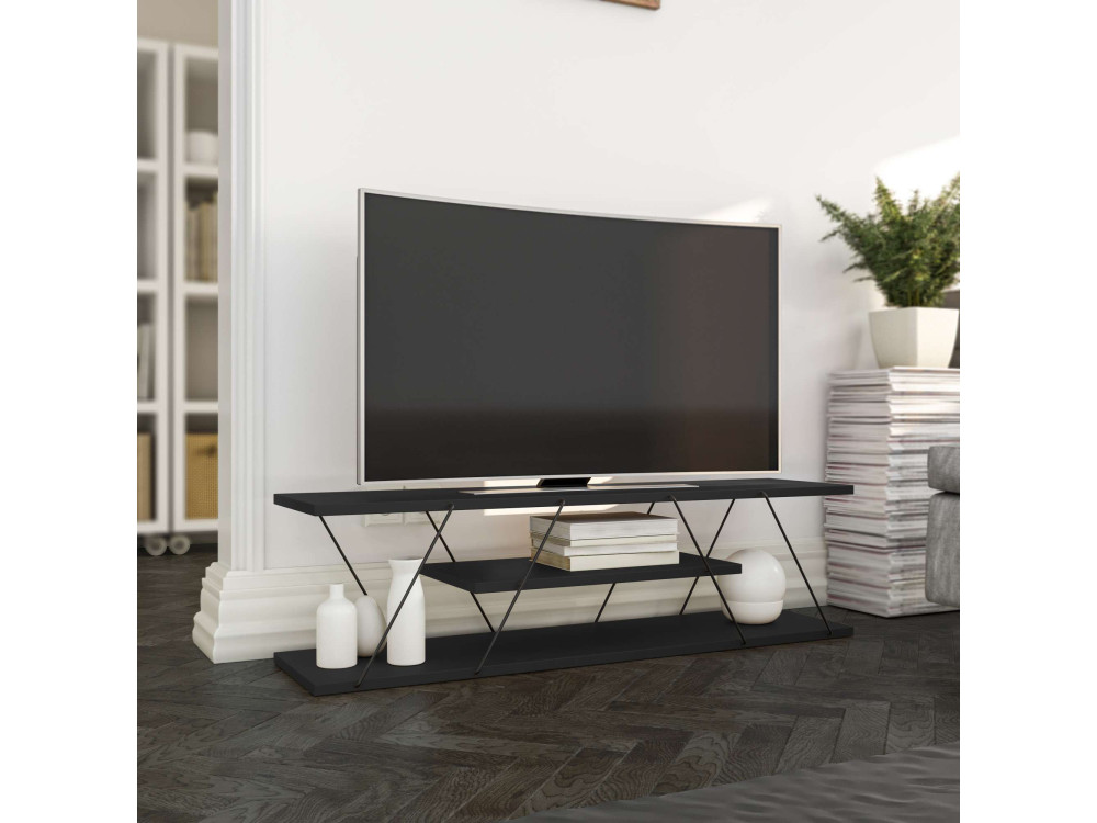 Mobile TV in legno "April" - 120 x 30 x 33 cm - Grigio antracite