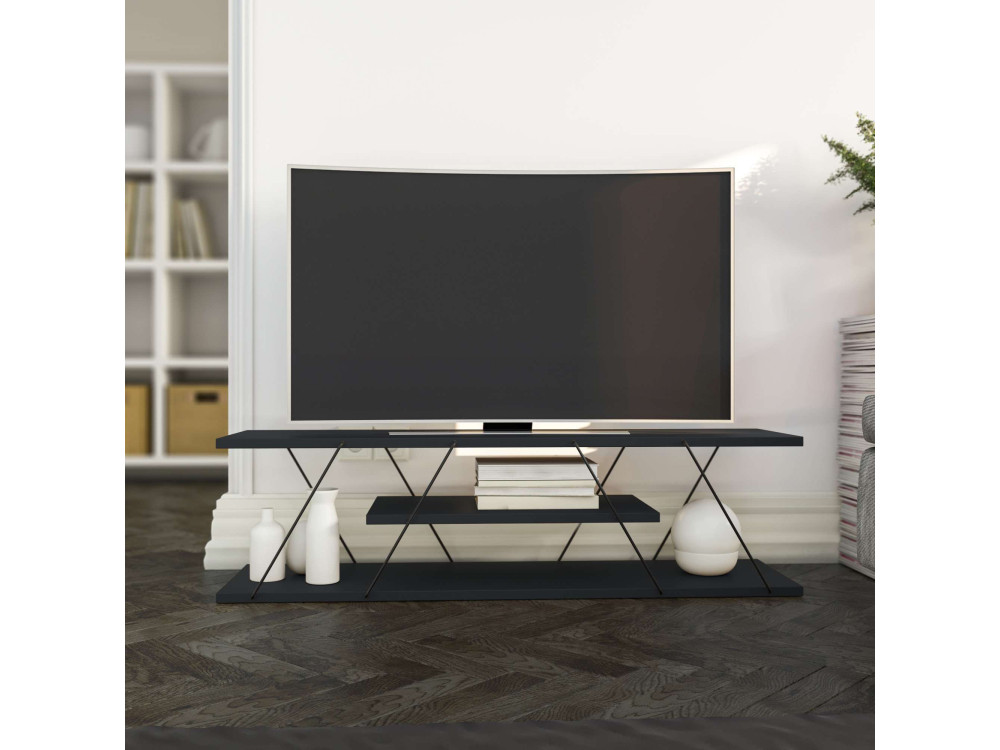 Mobile TV in legno "April" - 120 x 30 x 33 cm - Grigio antracite