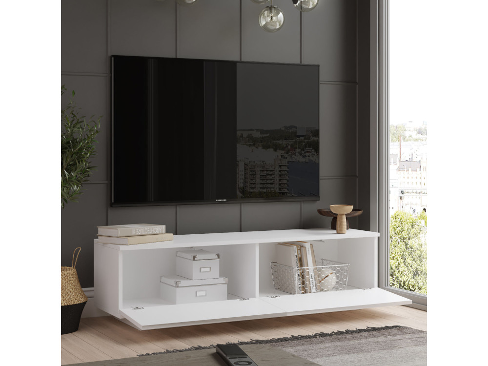 Mobile TV in legno "FN1" - 140 x 35 x 38 cm - Bianco
