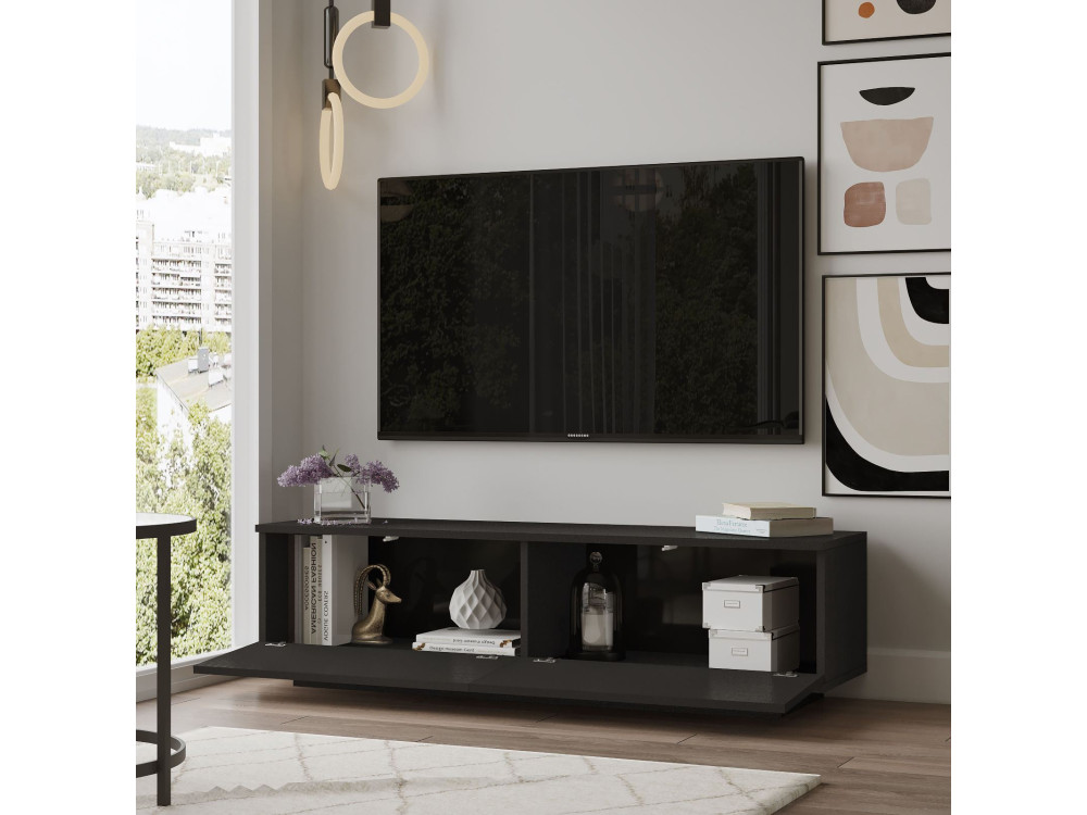 Mobile TV in legno "FN1" - 140 x 35 x 38 cm - Nero
