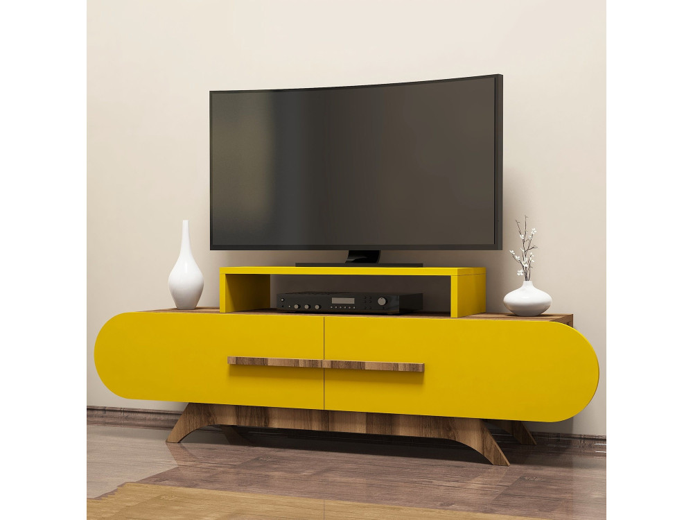 Mobile TV in legno "Rose" - 145 x 36 x 49 cm - Noce giallo