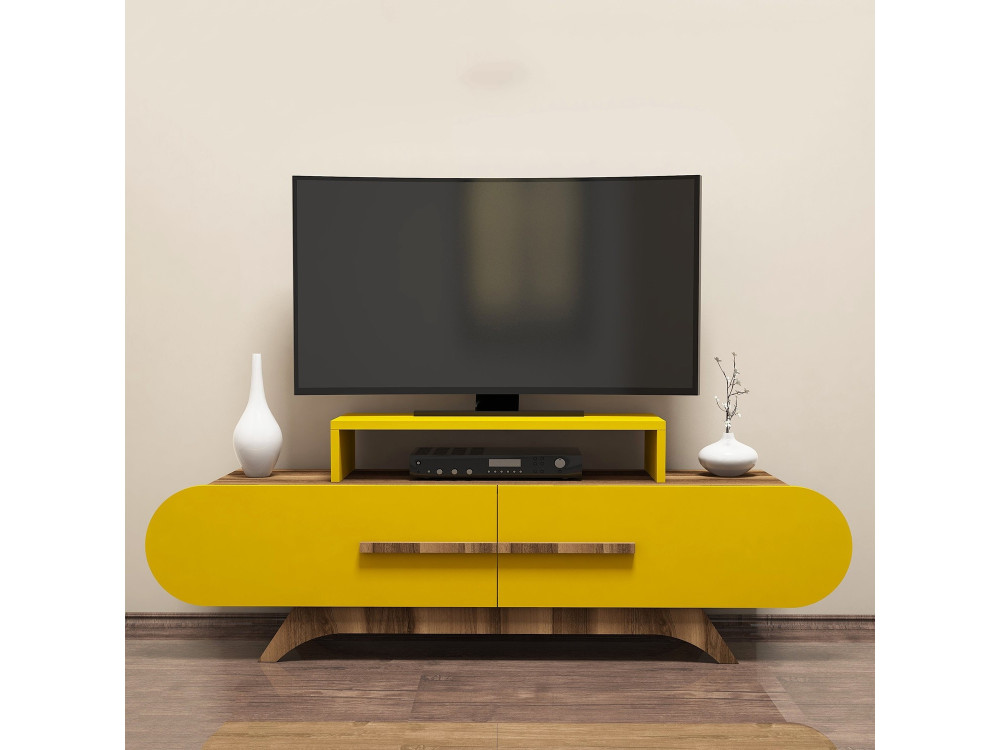Mobile TV in legno "Rose" - 145 x 36 x 49 cm - Noce giallo