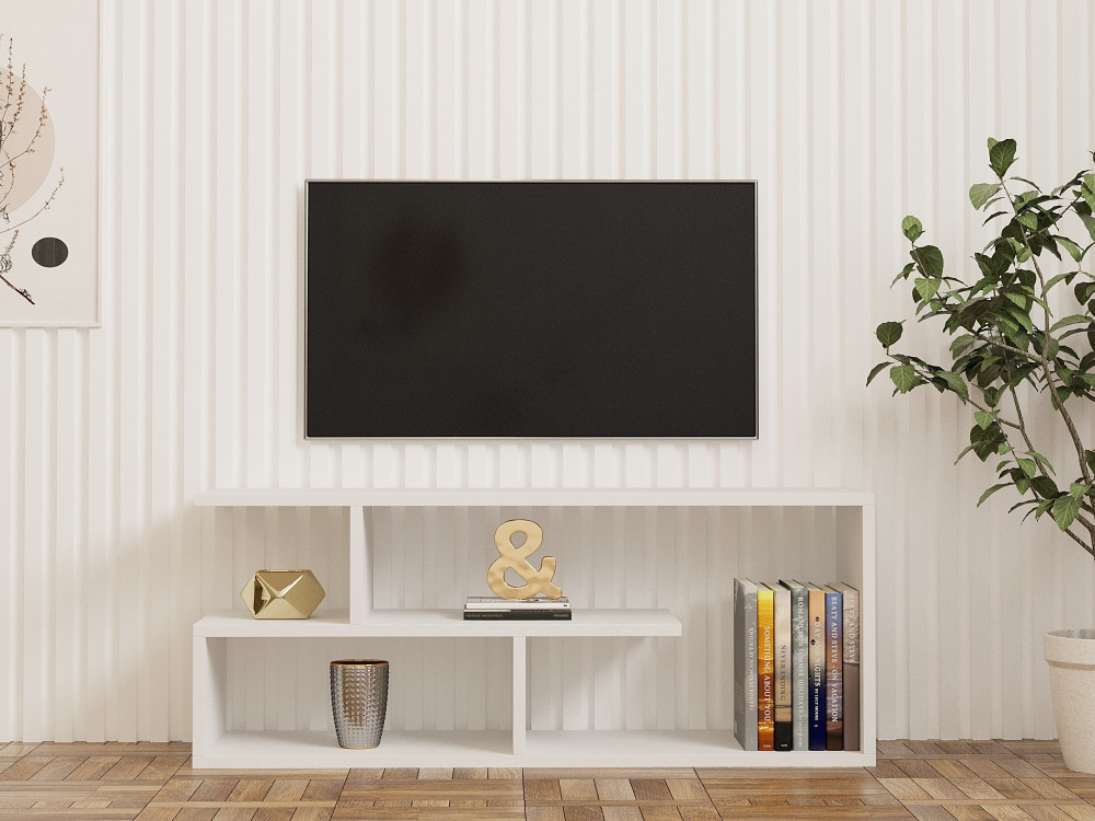 Mobile TV in legno "Cafu" - 100 x 29 x 40 cm - Bianco