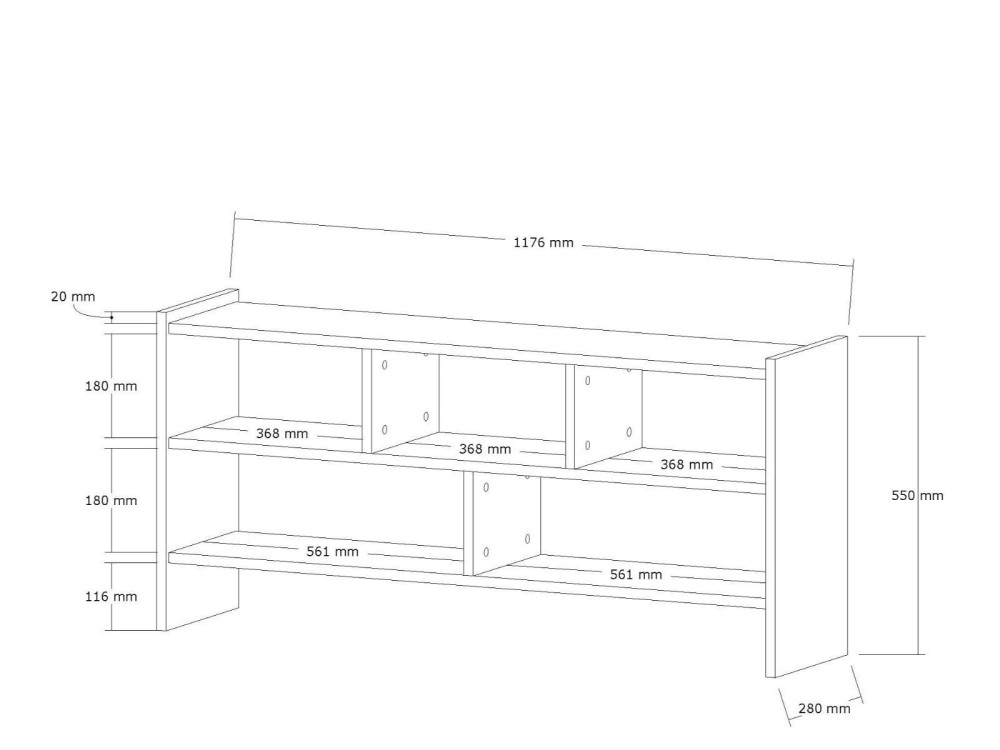 Mobile porta TV in legno "Pera" - 117 x 28 x 55 cm - Pino atlantico