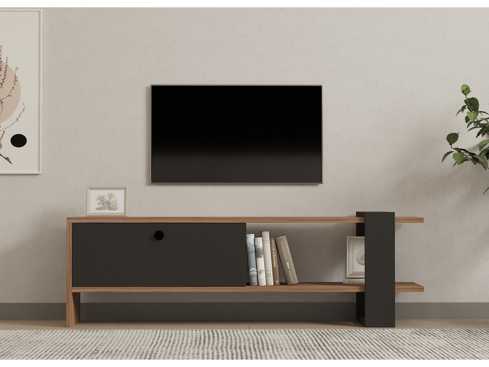 Mobile TV in legno "Ova" - 120 x 25 x 36 cm - Rovere antracite