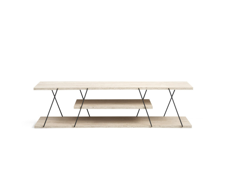 Mobile TV in legno "Canaz" - 120 x 30 x 33 cm - Travertino Nero