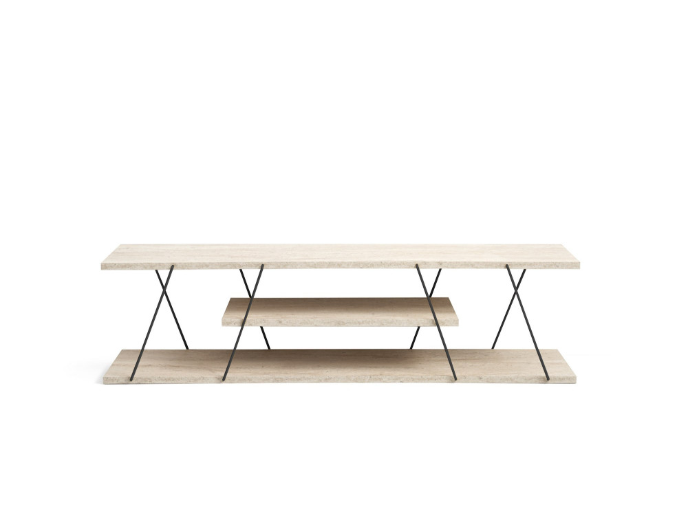 Mobile TV in legno "Canaz" - 120 x 30 x 33 cm - Travertino Nero