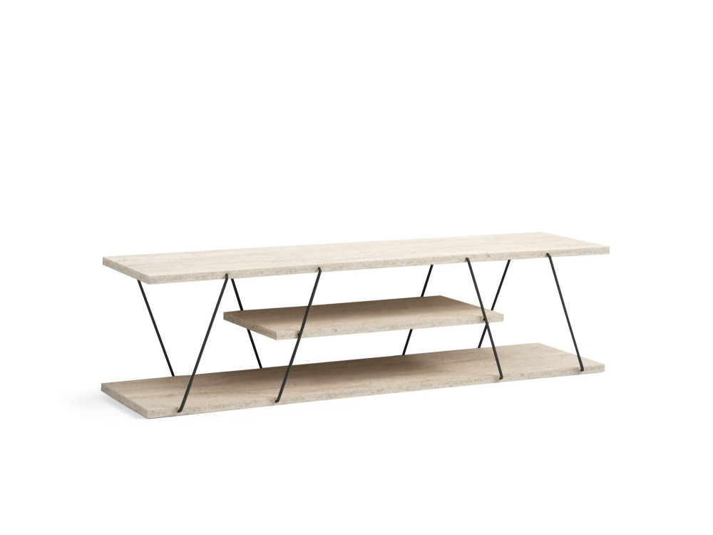 Mobile TV in legno "Canaz" - 120 x 30 x 33 cm - Travertino Nero