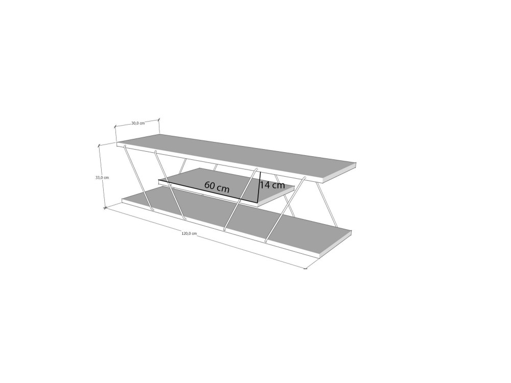 Mobile TV in legno "Canaz" - 120 x 30 x 33 cm - Travertino Nero