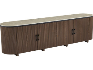 Credenza ovale in legno "Portofino" - 200 x 40 x 55 cm - Marrone