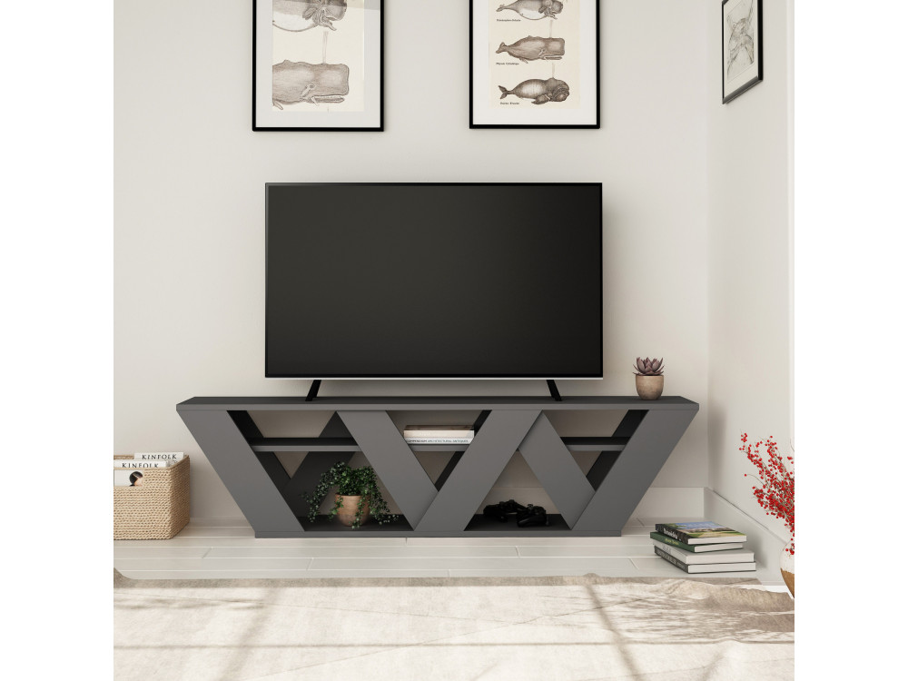 Porta TV in legno "Ralla" - 158 x 30 x 40 cm - Antracite