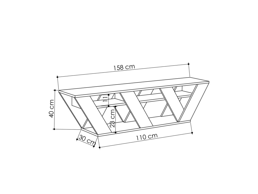Porta TV in legno "Ralla" - 158 x 30 x 40 cm - Antracite