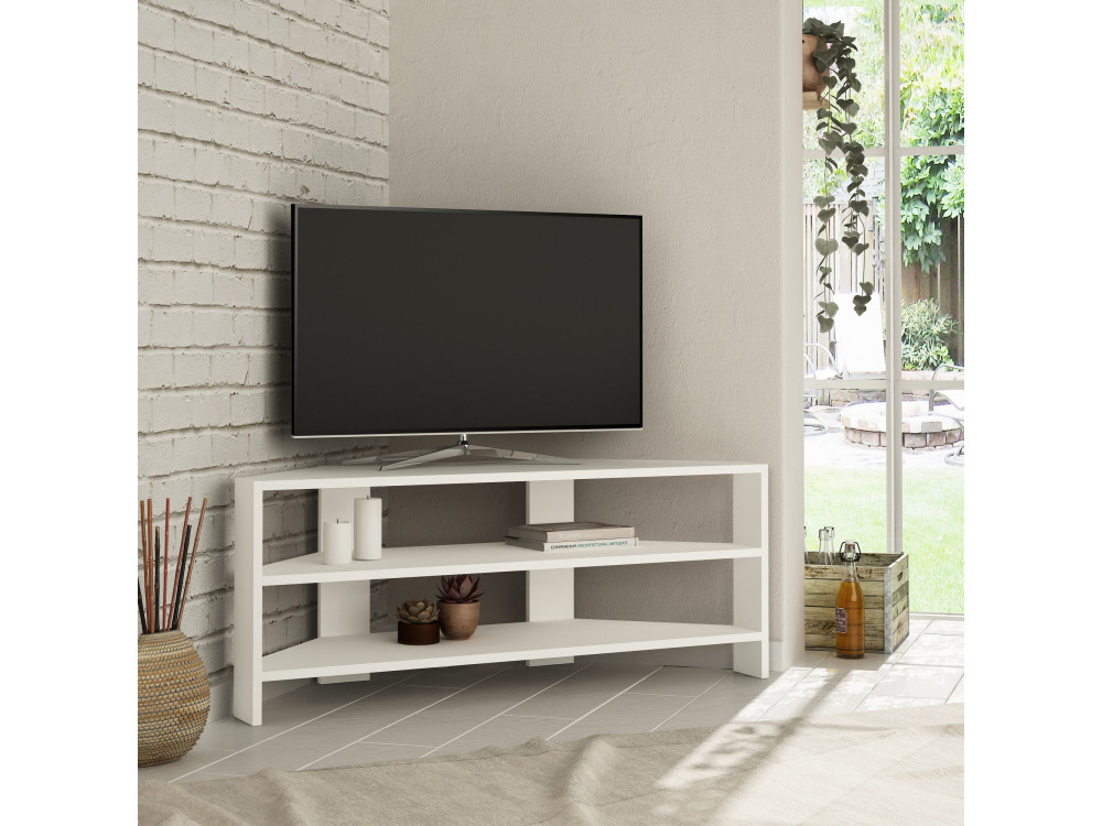 Porta TV in legno "ThalesCorner" - 110 x 36 x 45 cm - Bianco