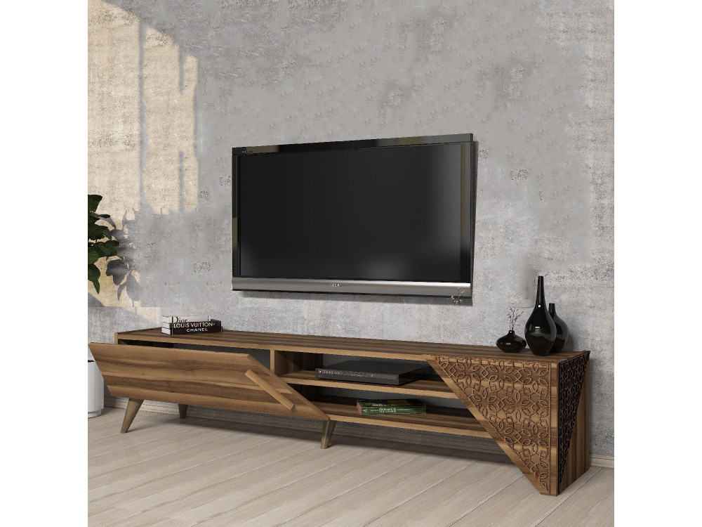 Porta TV in legno "Beril" - 180 x 40 x 37 cm - Noce