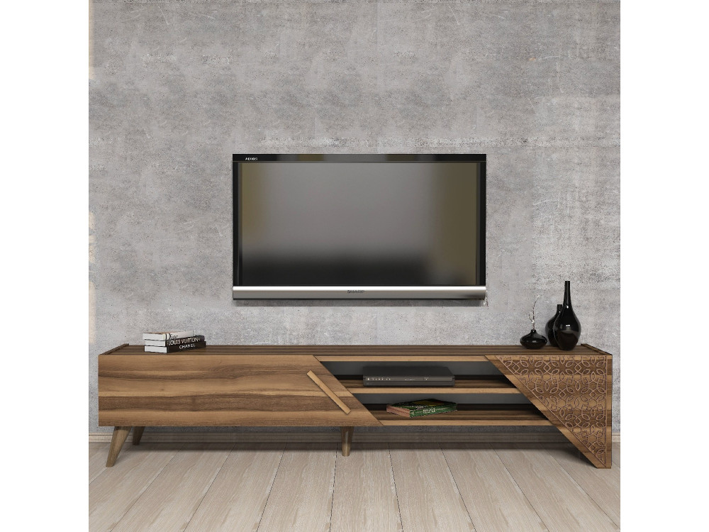 Porta TV in legno "Beril" - 180 x 40 x 37 cm - Noce