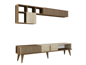 Porta TV in legno "Milan" - 180 x 35 x 40 cm - Noce, Travertino