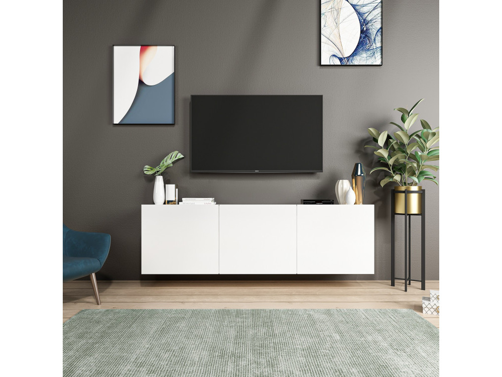 Porta TV in legno "White" - 150 x 31 x 44 cm - Bianco