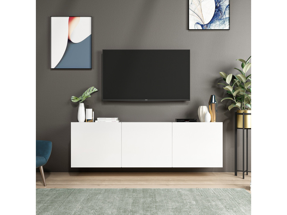 Porta TV in legno "White" - 150 x 31 x 44 cm - Bianco
