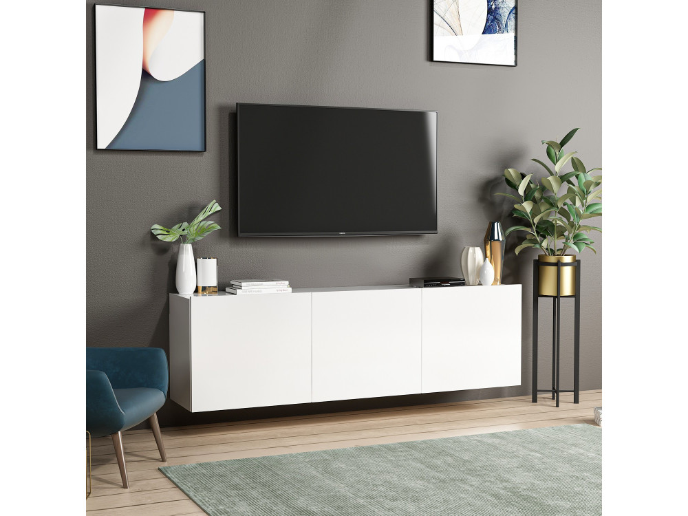 Porta TV in legno "White" - 150 x 31 x 44 cm - Bianco