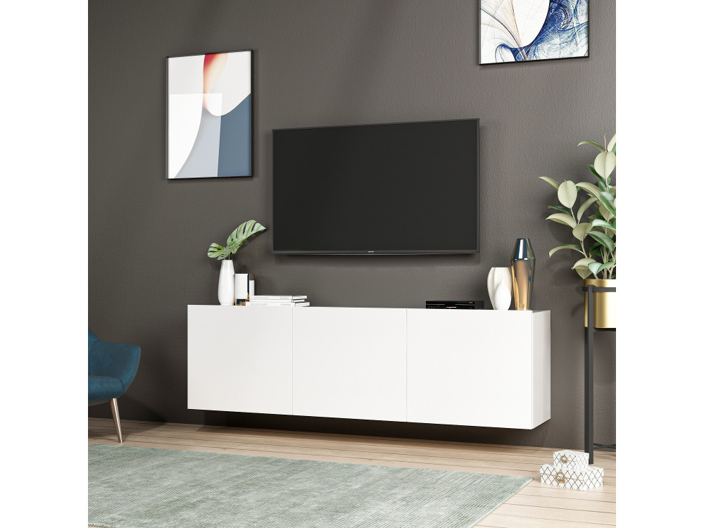Porta TV in legno "White" - 150 x 31 x 44 cm - Bianco