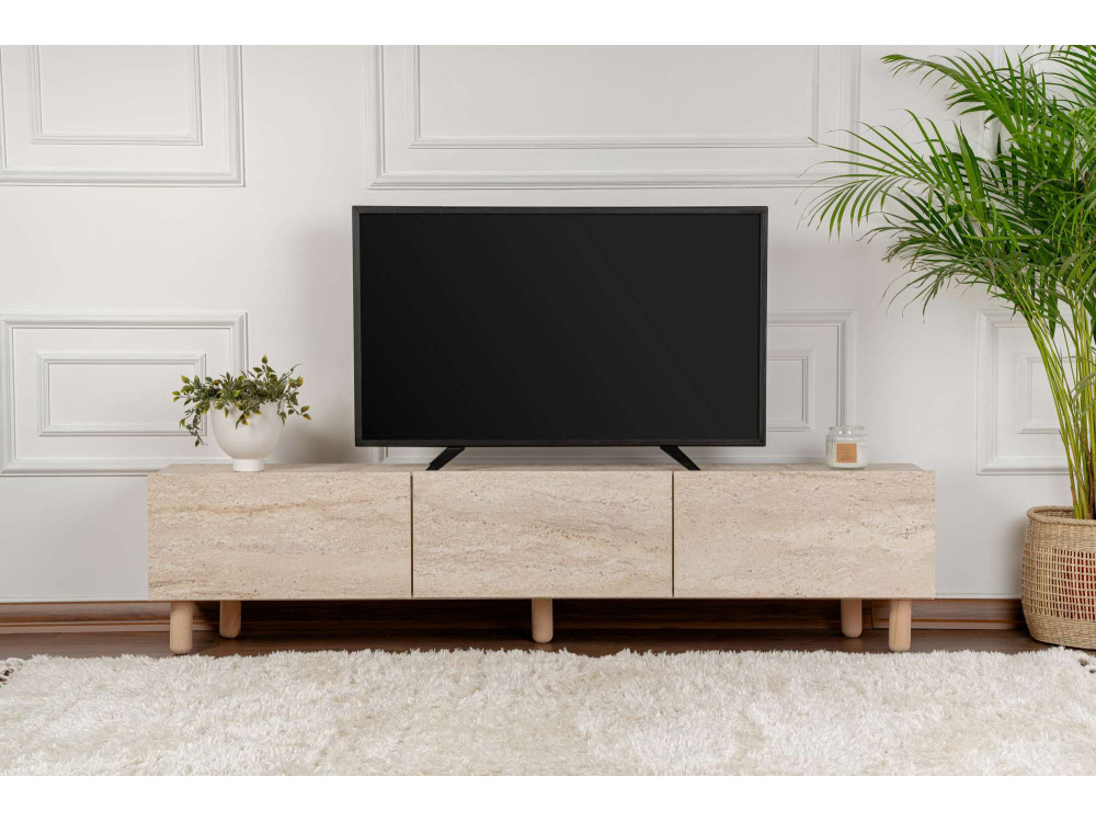 Porta TV in legno "Alvin" - 180 x 31 x 42 cm - Beige