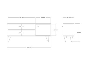 Porta TV in legno "Jena" - 120 x 29 x 50 cm - Pino Atlantico