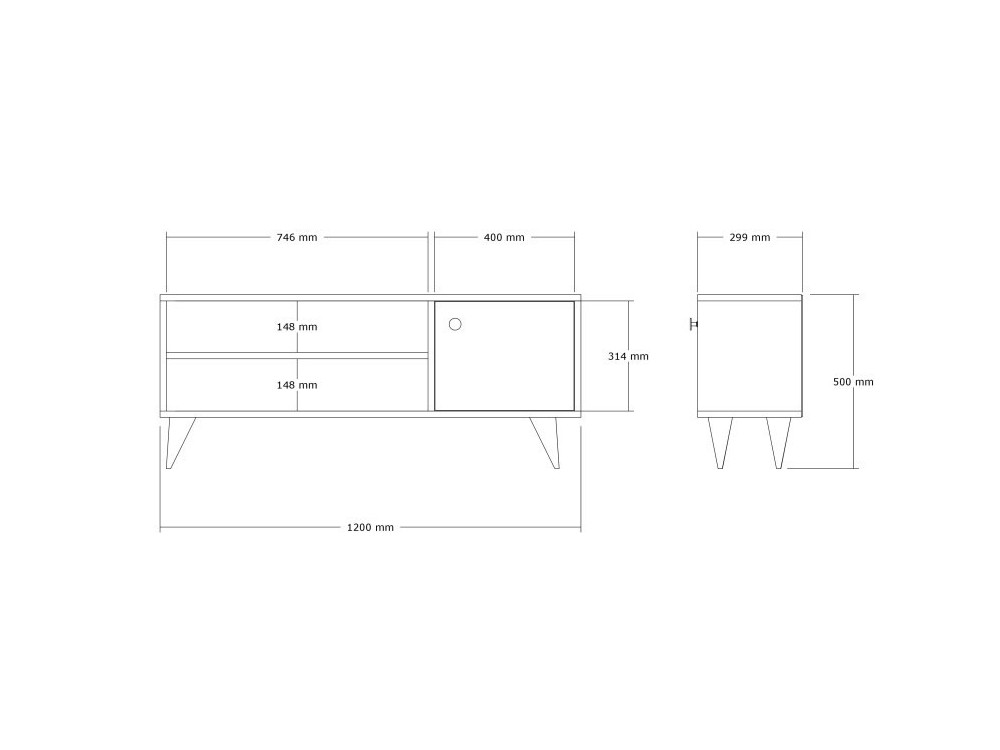 Porta TV in legno "Jena" - 120 x 29 x 50 cm - Pino Atlantico