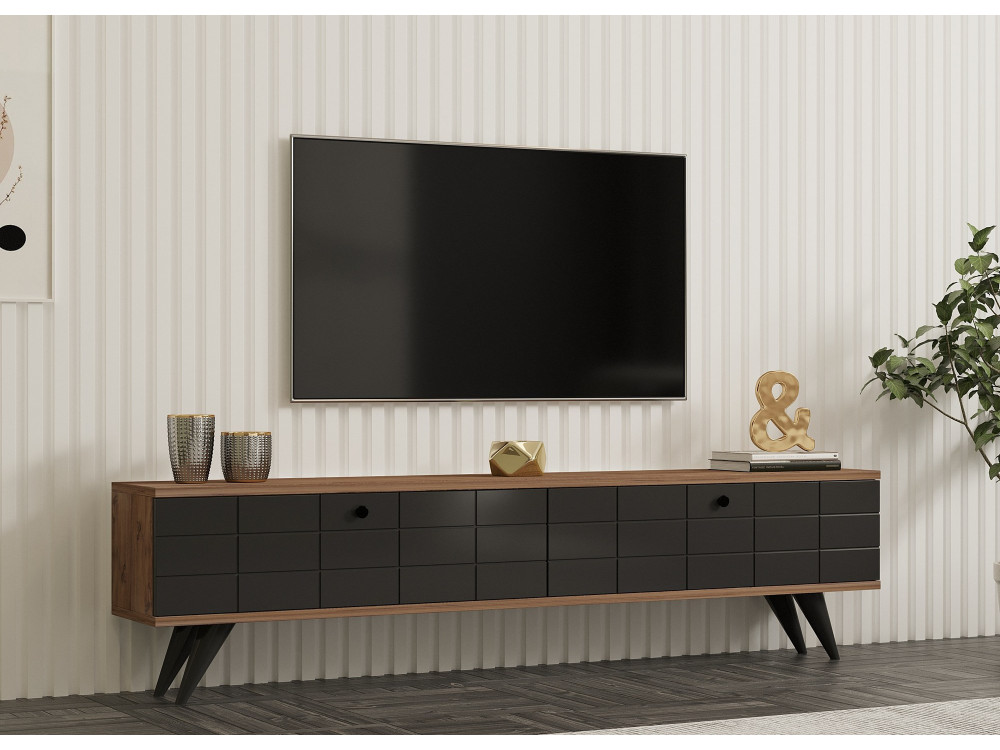 Porta TV in legno "Alberi" - 160 x 25 x 35 cm - Grigio antracite