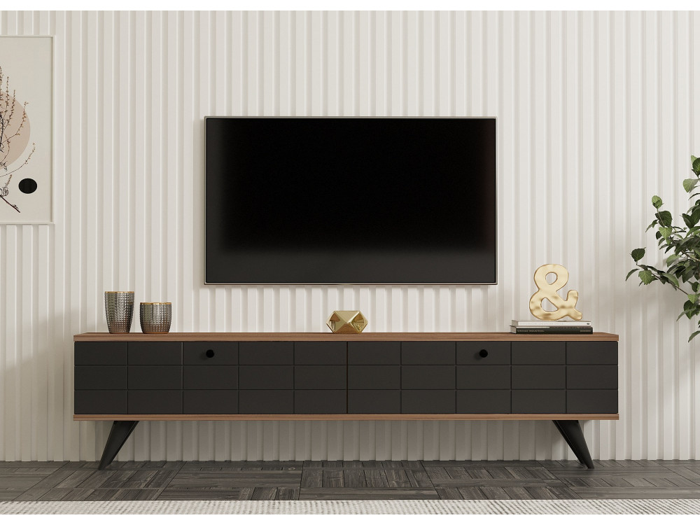 Porta TV in legno "Alberi" - 160 x 25 x 35 cm - Grigio antracite