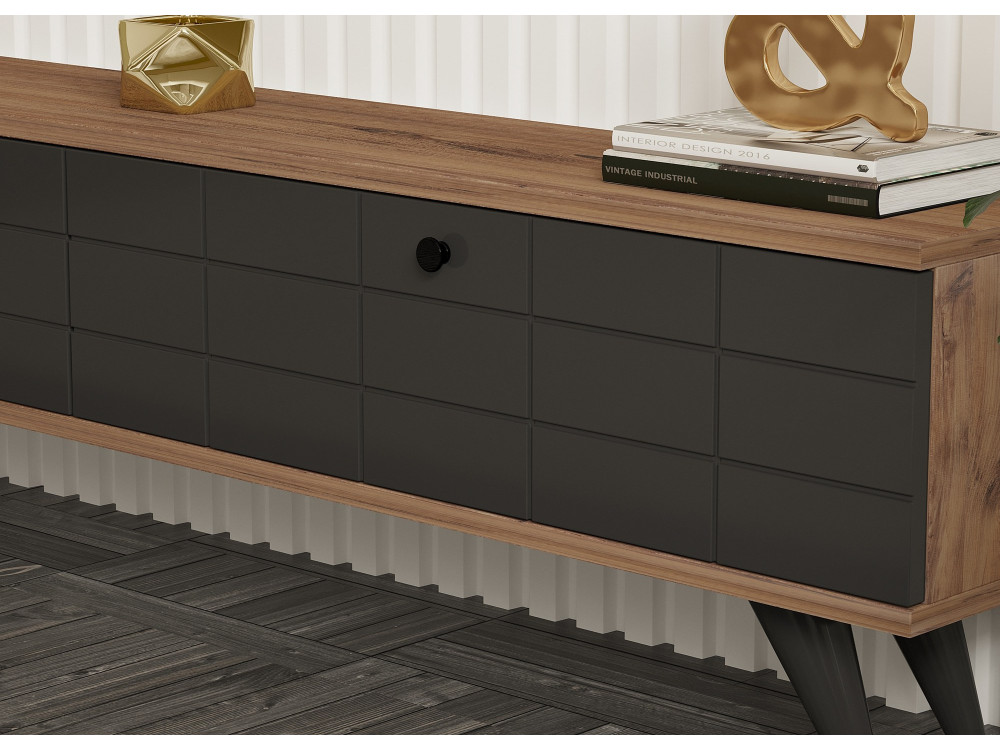 Porta TV in legno "Alberi" - 160 x 25 x 35 cm - Grigio antracite