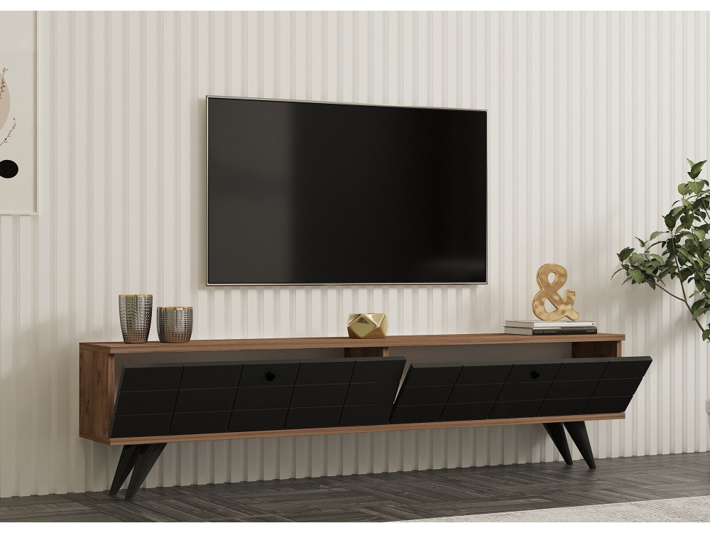 Porta TV in legno "Alberi" - 160 x 25 x 35 cm - Grigio antracite