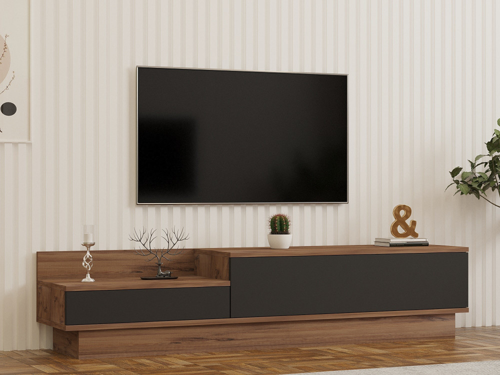 Porta TV in legno "Asir" - 160 x 35 x 35 cm - Marrone