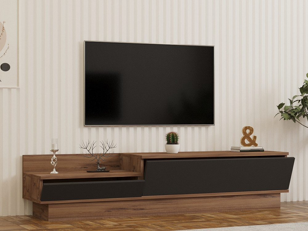 Porta TV in legno "Asir" - 160 x 35 x 35 cm - Marrone