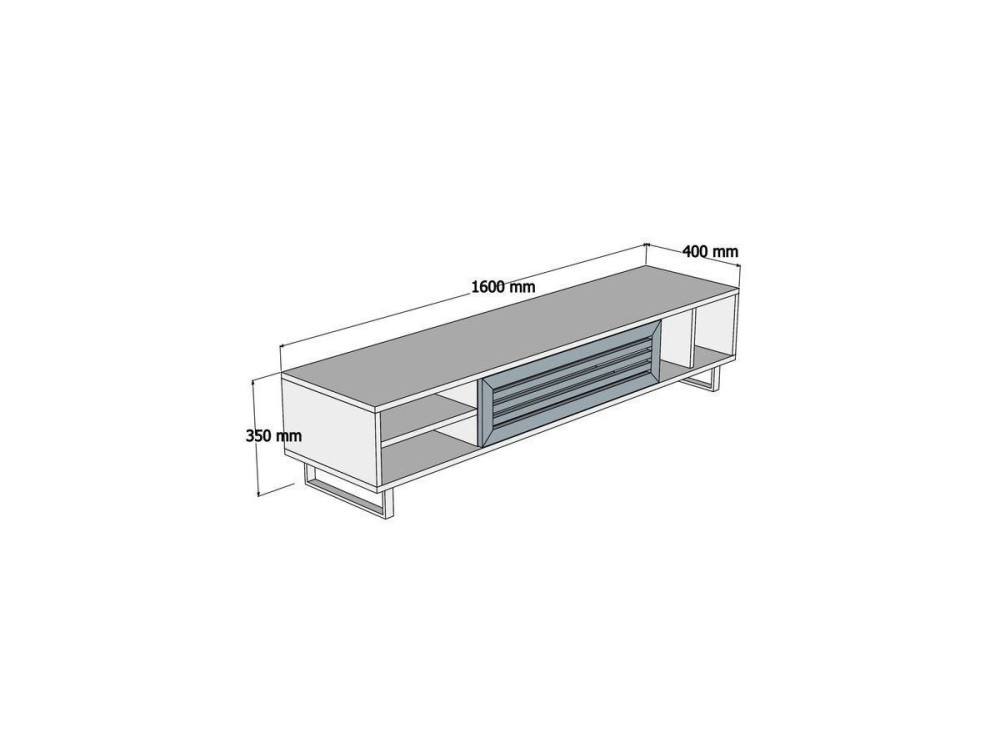 Porta TV in legno "Eray" - 160 x 40 x 35 cm - Noce, Antracite