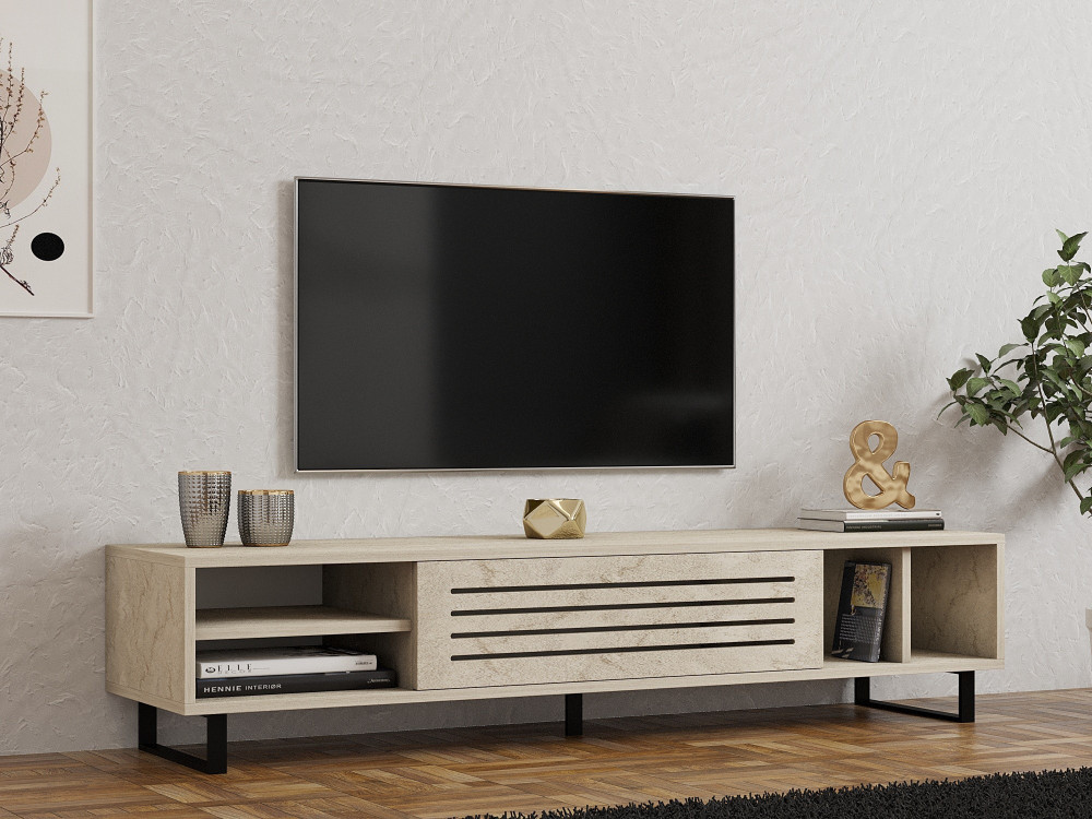Porta TV in legno "Safir" - 160 x 40 x 35 cm - Travertino
