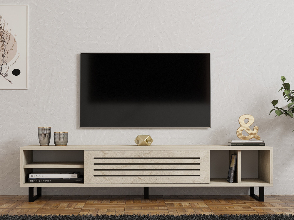 Porta TV in legno "Safir" - 160 x 40 x 35 cm - Travertino