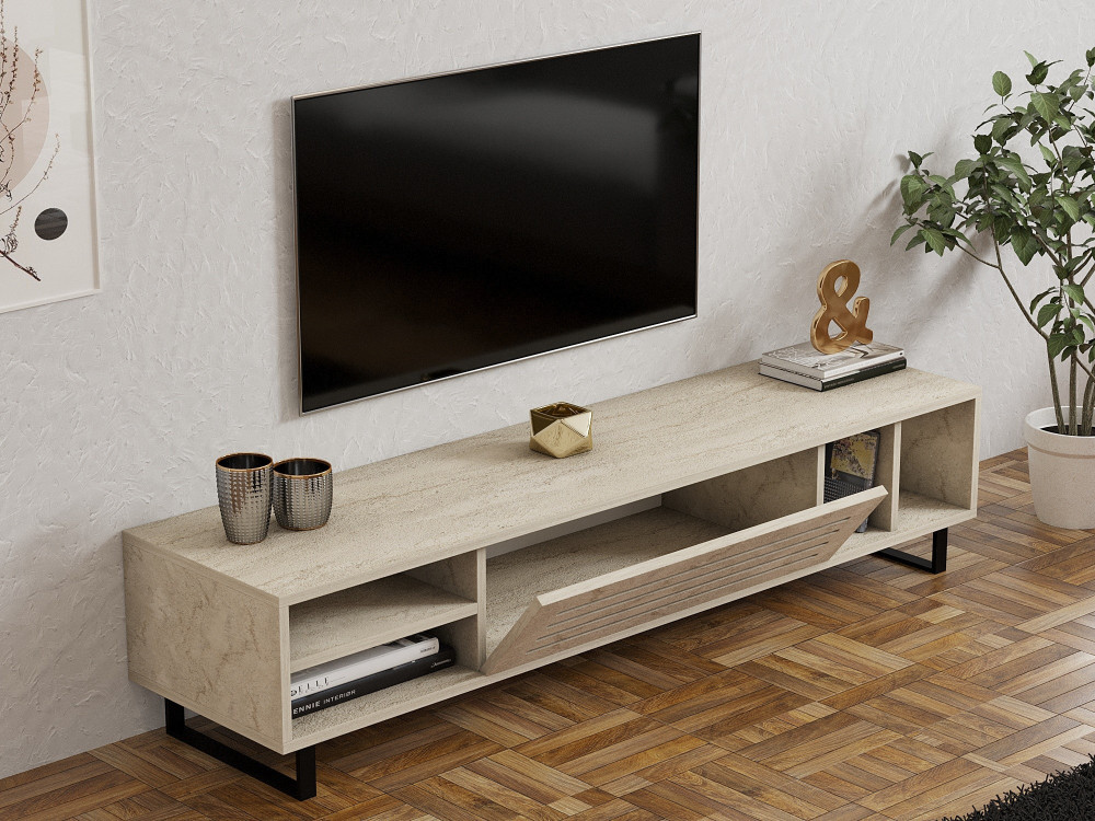 Porta TV in legno "Safir" - 160 x 40 x 35 cm - Travertino