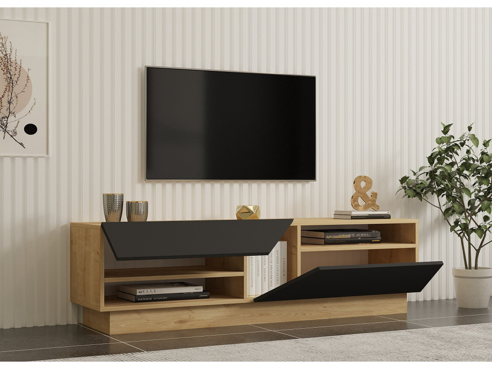 Porta TV in legno "Yaprak" - 160 x 40 x 45 cm - Saphir, Antracite