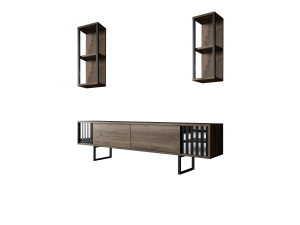 Porta TV in legno "Chrome Line" - 180 x 30 x 48 cm - NoceNero
