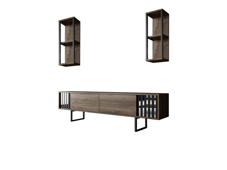 Porta TV in legno "Chrome Line" - 180 x 30 x 48 cm - NoceNero