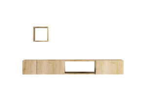 Porta TV in legno "Avior" con mensola a muro - 180 x 32 x 25 cm - Beige