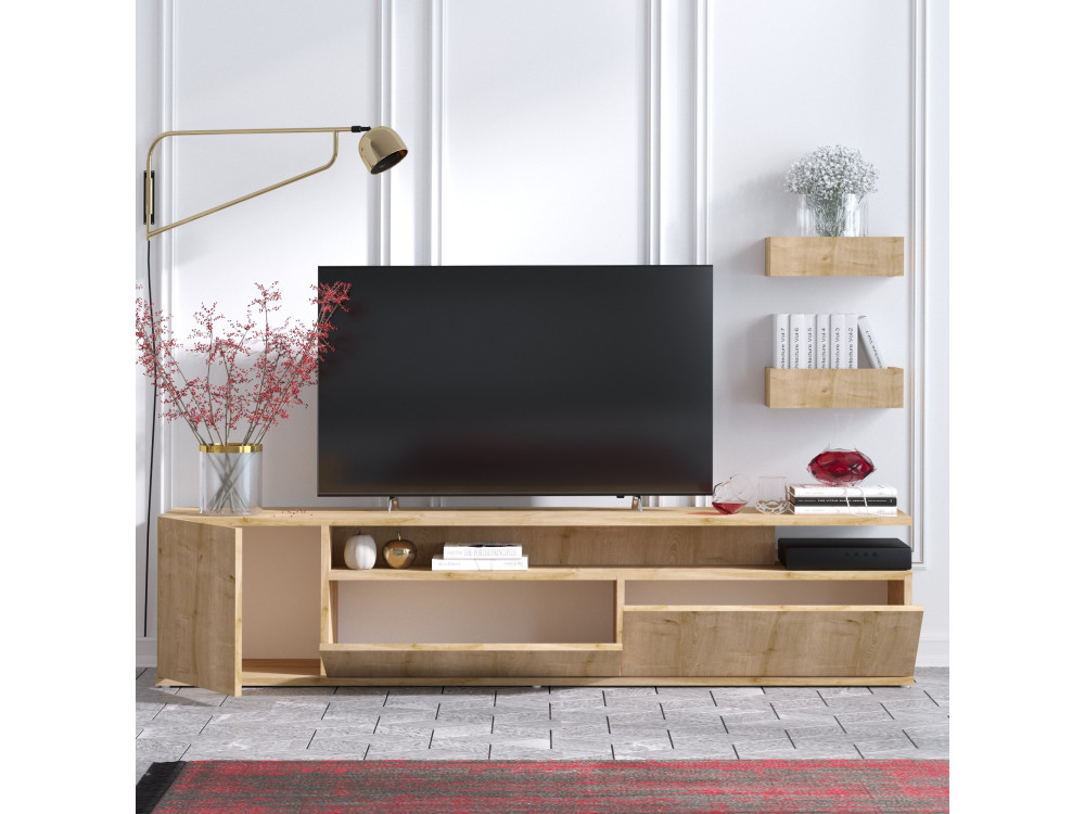 Porta TV in legno "Alika" - 180 x 35 x 45 cm - Rovere