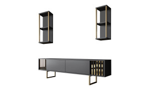 Porta TV in legno "Gold Line" - 180 x 30 x 48 cm - Nero antracite