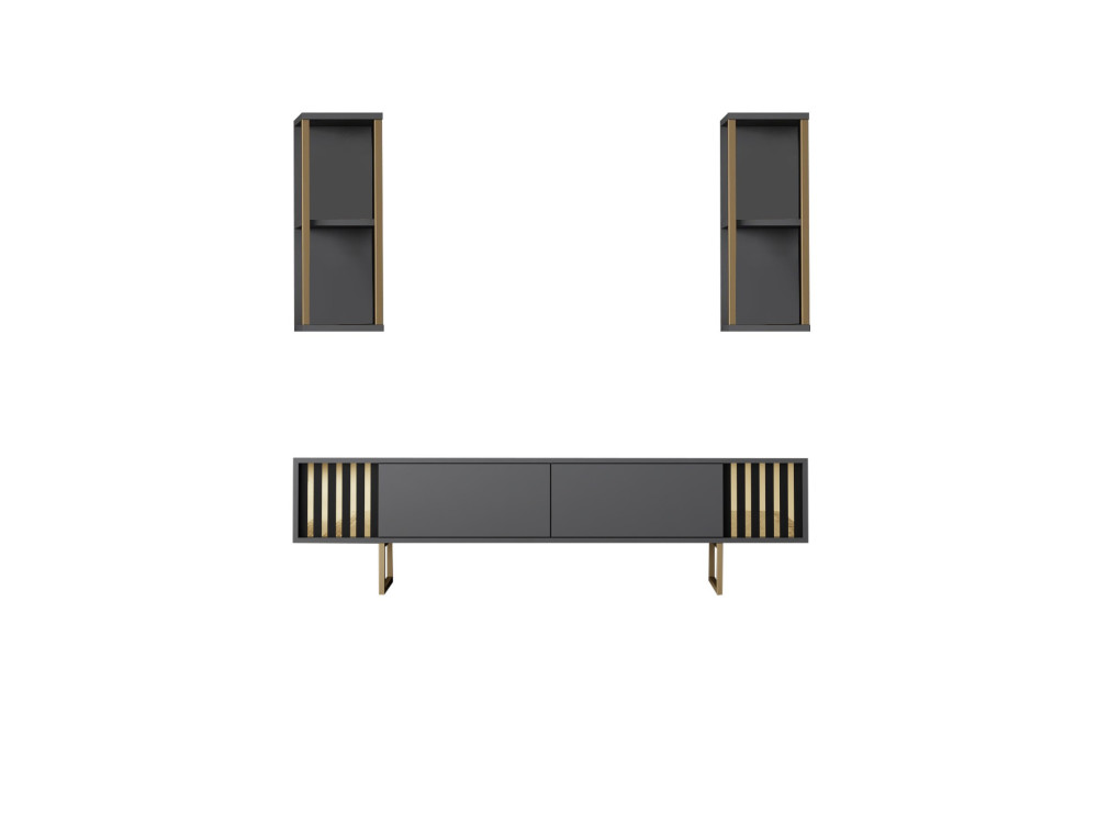 Porta TV in legno "Gold Line" - 180 x 30 x 48 cm - Nero antracite