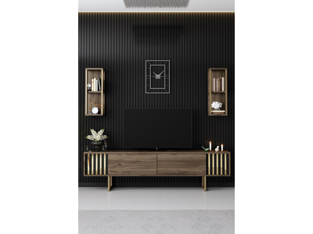 Porta TV in legno "Gold Line" - 180 x 30 x 48 cm - NoceNero